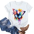 thumbnail image 1 of NAMTYQX Blouses for Women Breathable Plus Size Loose Hawaii Crew Neck Lightweight Graphic Short Sleeve Bedrucken Summer Blouses for Women 2025 White Size XL, 1 of 4