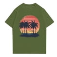 thumbnail image 1 of NAMTYQX Blouses for Women Short Sleeve Loose Fit Cool Simple Pattern Scoop Neck Stretch Plus Size Fullprint Tops for Women Trendy Summer Army Green Size L, 1 of 5