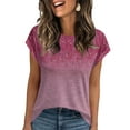 thumbnail image 1 of NAMTYQX Blouses for Women Dressy Casual Short Sleeve O-Neck Summer Tops Basic Cute Summer Tops for Women Hot Pink Size XL, 1 of 5