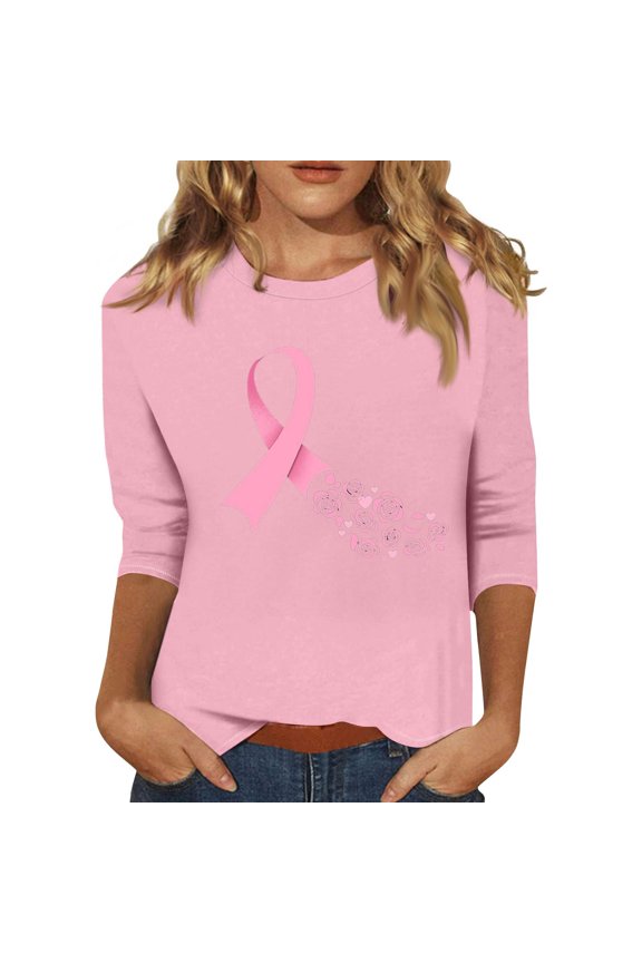 Breast Cancer Awareness Shirts Casual Boxy Fit Pink Size L