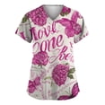 thumbnail image 1 of NAMTYQX Breast Cancer Scrub Top Casual V Neck Breast Cancer Shirts for Women Beige Size 2XL, 1 of 4