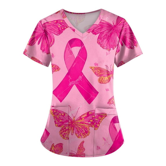 NAMTYQX Breast Cancer Shirts for Women Plus Size Breast Cancer Tshirt Hot Pink Size 4XL