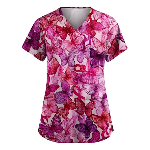 NAMTYQX Breast Cancer Shirts for Women Plus Size Plus Size Tops for Women Purple Size XL