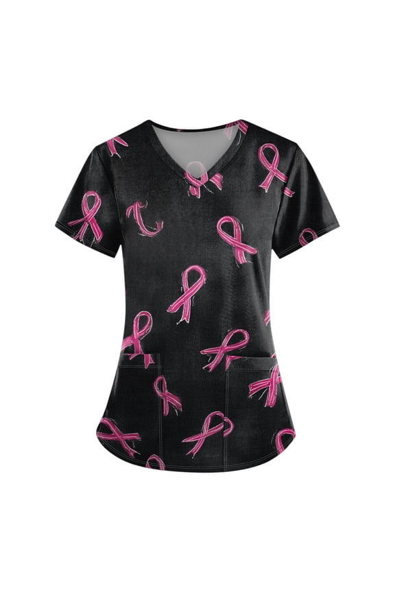 Breast Cancer Shirts for Women Stylish Vneck Breast Cancer Shirt Black Size XL
