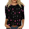 thumbnail image 1 of NAMTYQX Breast Cancer Survivor Shirts for Women Casual Pink Ribbon Print Black Size 3XL, 1 of 5