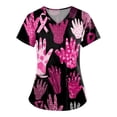 thumbnail image 1 of NAMTYQX Breast Cancer Tshirt Soft Casual V Neck Floral Scrub Tops Women Black Size 5XL, 1 of 4