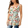thumbnail image 1 of NAMTYQX Business Casual Tops for Women Plus Size Ruffle Relaxed Fit Button V Neck Sleeveless Graphic Summer Tops for Women Watermelon Red Size 3XL, 1 of 5