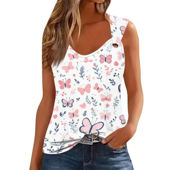 NAMTYQX Camisole Tops for Women V Neck Casual Patterned Trendy Stretch Perforated Shoulder Straps Slim Sleeveless Light Pink Size S