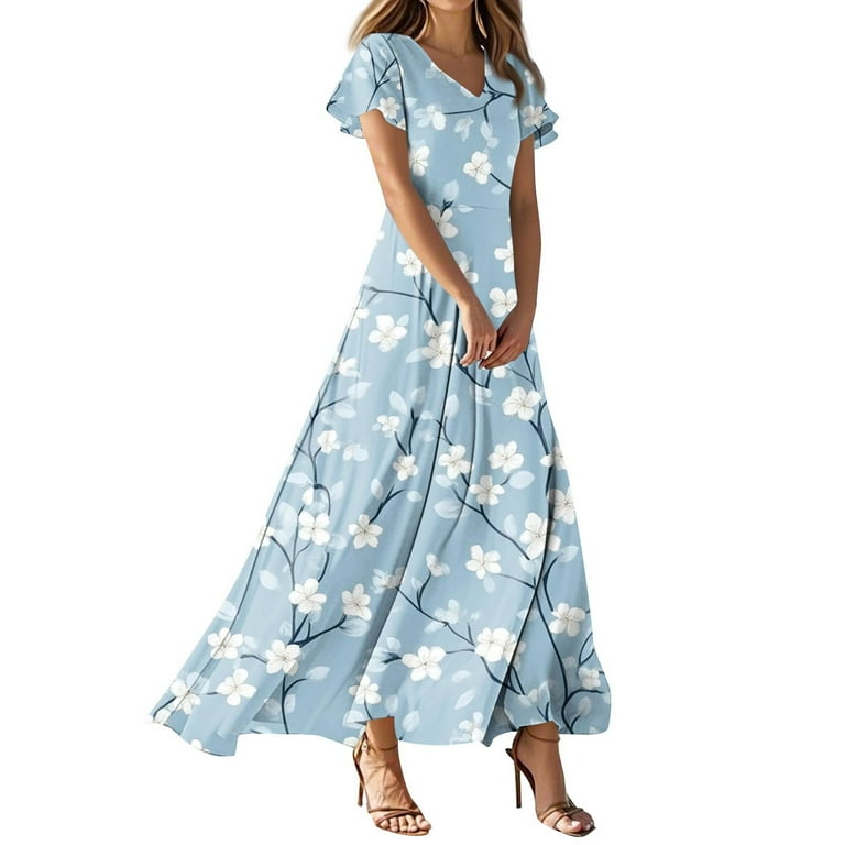 casual summer dresses 2025 Womens Floral Half Sleeve V Neck Long Maxi Dress Flowy Beach Vacation Sundresses Black at Amazon Women's Clothing store Womens Maxi Dress/Solid Color/Feminine Sleeveless Maxi Dress for Women/High Waist Tank Sun Dress/Solid Casual Long Dress/Elastic Summer Dress/Flowy Casual Maxi Dress Women/High Waisted Dress/Pleated Long Dresses for Women/Flared Sleeveless Sun Dress/Classic A Maxi Dress Casual Halter Style