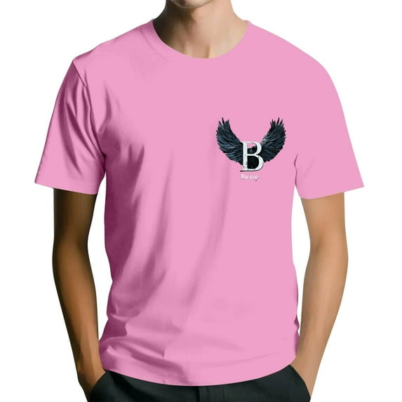 NAMTYQX Casual Shirts for Men Relaxed Fit Patterns Lightweight Hawaiian Casual Oversized Airoft Short Sleeve Cool Crew Neck Mens T-Shirts Graphic Tees Pink Size XL