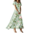 thumbnail image 1 of NAMTYQX Casual Summer Dresses for Women Elegant Short Sleeve Floral Long Summer Dresses for Women 2025 Multicolor Size XS, 1 of 5