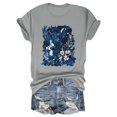 thumbnail image 1 of NAMTYQX Casual Tops for Women Scoop Neck Cool Short Sleeve Bedruckte Hip Relaxed Fit Stretchy Patterned Plus Size Summer Shirts for Women Gray Size 2XL, 1 of 3