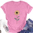 thumbnail image 1 of NAMTYQX Casual Tops for Women Stretch Short Sleeve Soft Gemustert Patterns Comfy Trendy Plus Size Crewneck Oversized Graphic Tees for Women Pink Size L, 1 of 4