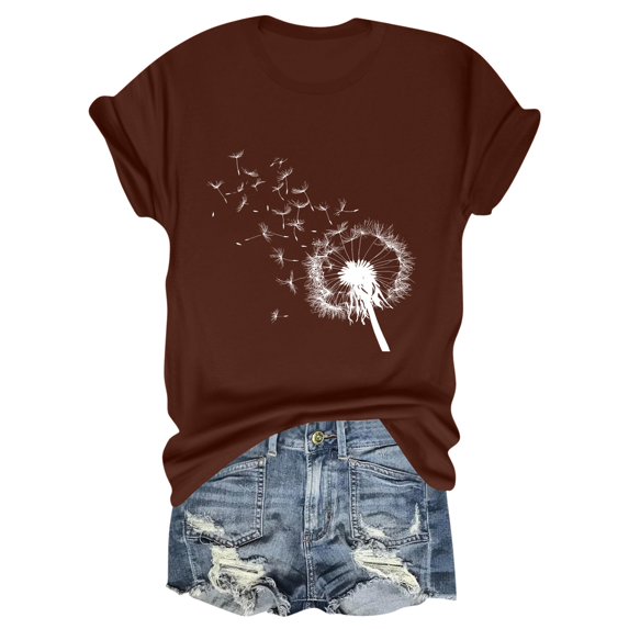 NAMTYQX Casual Tops for Women Baggy Plus Size Muster Print Crew-Neck Short Sleeve Airoft Casual Lightweight Tshirts Shirts for Women Wine Size M