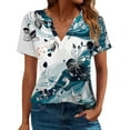 thumbnail image 1 of NAMTYQX Casual Tops for Women Boxy Fit Comfort Short Sleeve Soft Fashion Casual Plus Size Vneck Navy Size L, 1 of 5
