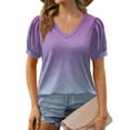 thumbnail image 1 of NAMTYQX Casual Tops for Women Lightweight Soft Short Sleeve Casual Relaxed Fit Plus Size Trendy V Neck Solid Color Light Purple Size XL, 1 of 5
