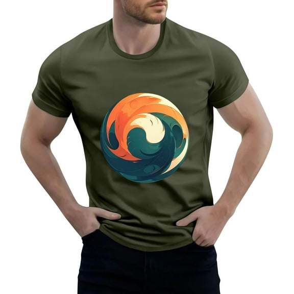 NAMTYQX Compression Shirt Men Lightweight Short Sleeve Graphic Slacking Comfy Soft Elasticated Plus Size Casual Crew Neck Tshirts Shirts for Men Army Green Size L