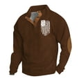 thumbnail image 1 of NAMTYQX Corduroy Shirts for Men Casual Stand Collar Button Down Plus Size with Elbow Patch Patterned 2025 Brown Size XL, 1 of 3