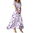 thumbnail image 1 of NAMTYQX Corset Dress for Women Chiffon Bohemian Maxi Dress High Waist Plus Size Dresses for Curvy Women Purple Pink Size L, 1 of 5
