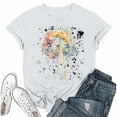 thumbnail image 1 of NAMTYQX Cute Summer Tops for Women Short Sleeve Gemustertes Print Trendy Plus Size Lightweight Crewneck Relaxed Fit Soft Ladies Tops and Blouses White Size M, 1 of 4