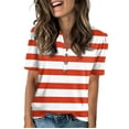 thumbnail image 1 of NAMTYQX Cute Summer Tops for Women Button V Neck Short Sleeve Lounge Womens Graphic T Shirts Saffron Size 3XL, 1 of 5