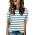 thumbnail image 1 of NAMTYQX Cute Summer Tops for Women Casual Boxy Fit Women's T-Shirts Round Neck Summer Blouses for Women 2025 Sky Blue Size L, 1 of 5