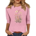 thumbnail image 1 of NAMTYQX Cute Summer Tops for Women Crew Neck Women's Summer Tops Lightweight Summer Tops for Women Pink Size L, 1 of 3