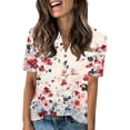 thumbnail image 1 of NAMTYQX Cute Summer Tops for Women Short Sleeve Blouses for Women Button V Neck Summer Shirts for Women Red Size M, 1 of 4