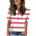 thumbnail image 1 of NAMTYQX Cute Summer Tops for Women Stretch Trendy Patterned Loose Button V Neck Tops for Women Trendy Summer Hot Pink Size XL, 1 of 5