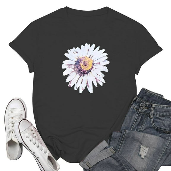 NAMTYQX Cute Tops for Women Round Neck Plus Size Cool Cute mit Print Loose Fitting Printed Short Sleeve Stretchy Womens Summer Tops 2025 Dark Gray Size 3XL