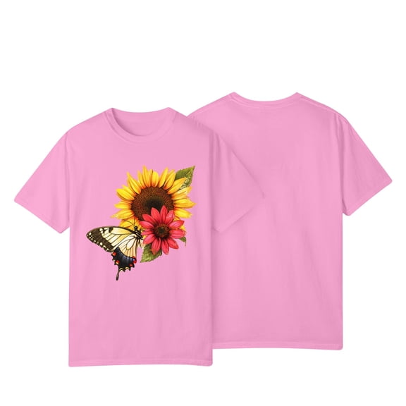 NAMTYQX Cute Tops for Teen Girls Oversized Loose Fit Graphic Gemustert Breathable Stretch Crewneck Short Sleeve Basic Women's Blouses Pink Size S