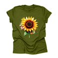 thumbnail image 1 of NAMTYQX Fall Shirts for Women 2025 Fashion Stretch Crewneck Soft Graphic Plus Size Short Sleeve Boxy Fit Gemustert Summer Tops for Women 2025 Green Size XL, 1 of 3