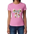 thumbnail image 1 of NAMTYQX Fall Shirts for Women 2025 Short Sleeve Crewneck Casual Fullprint Loose Fit Graphic Plus Size Light Soft Tops for Women 2025 Pink Size XL, 1 of 4