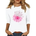 thumbnail image 1 of NAMTYQX Fall Tops for Women 2025 Casual Loose Cool Breast Cancer Ribbon Print White Size XL, 1 of 4