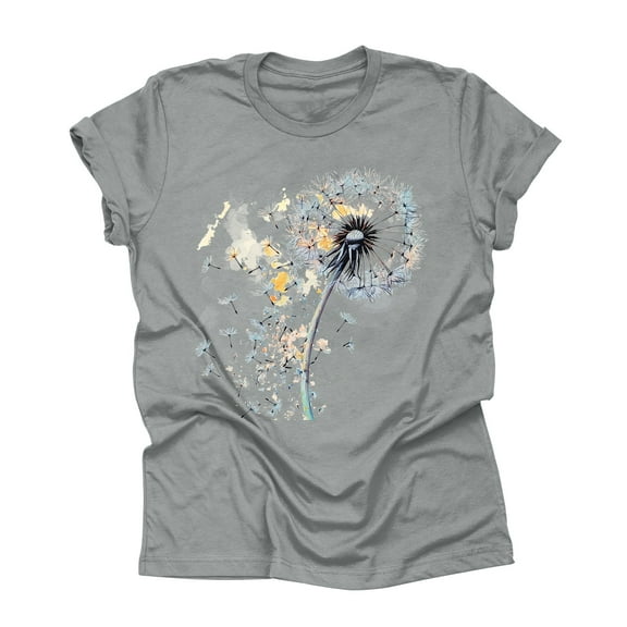 NAMTYQX Going Out Tops for Women Plus Size Hawaii Print Cool Loose Short Sleeve Lightweight Crewneck Gemustert Womens T Shirts Gray Size S