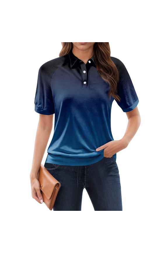 Going Out Tops for Women Uk Lapel Lounge Short Sleeve Soft Lounge Womens Polo Shirts Navy Size M