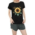 thumbnail image 1 of NAMTYQX Graphic Tees Gemustertes Crewneck Short Sleeve Patterned Baggy Lightweight Casual Plus Size Cool Womens Short Sleeve Tops Black Size L, 1 of 5