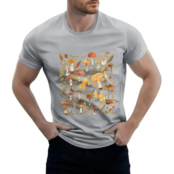 NAMTYQX Graphic Tees Men Cool Casual Graphic Baggy Crewneck Short Sleeve Light Lounge Plus Size Flex Hawaiian Shirt for Men Gray Size M