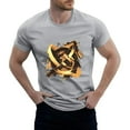 thumbnail image 1 of NAMTYQX Graphic Tees Men Elastic Plus Size Crewneck Comfort Casual Lounge Comfy Short Sleeve Patterned Lightweight Mens Summer Shirts Gray Size 3XL, 1 of 5