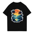 thumbnail image 1 of NAMTYQX Graphic Tees Men Light Graphic Crewneck Plus Size Stretchy Lounge Breathable Casual Relaxed Fit Short Sleeve Hawaiian Shirt for Men Black Size 2XL, 1 of 3
