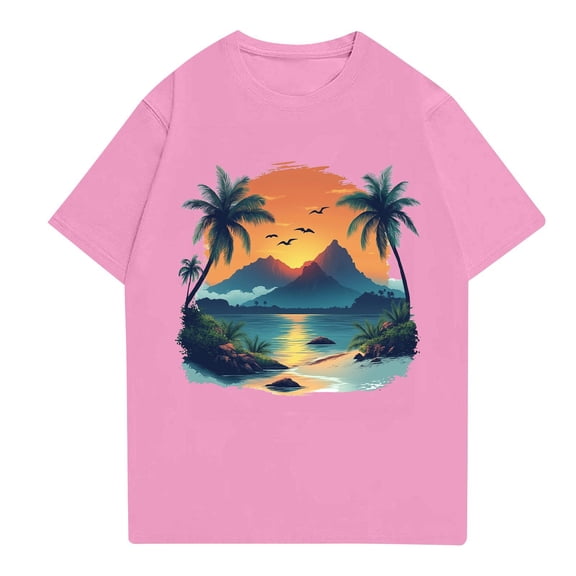 NAMTYQX Graphic Tees Men Pattern Crew Neck Boho Light Baggy Soft Casual Plus Size Short Sleeve Breathable Mens Shirts Short Sleeve Pink Size M