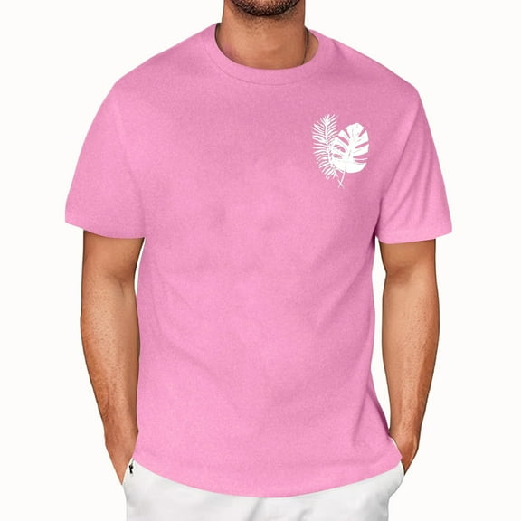 NAMTYQX Graphic Tees Men Plus Size Lightweight Casual Patterned Stretchy Crewneck Loose Fit Short Sleeve Cosy Boho Mens Summer Shirts Pink Size M