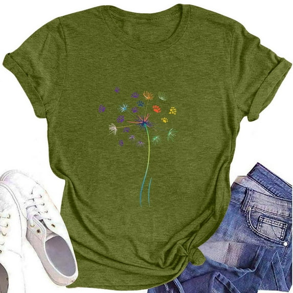 NAMTYQX Graphic Tees Plus Size Short Sleeve Muster Light Relaxed Fit Print Airoft Trending Crew Neck Summer Tops Army Green Size S