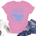 thumbnail image 1 of NAMTYQX Graphic Tees Short Sleeve Scoop Neck Patterns Soft Slack Plus Size Print Fashion Light Womens Tops Pink Size XL, 1 of 5