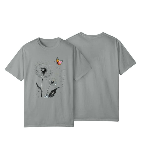 NAMTYQX Graphic Tees Stretchy Short Sleeve Plus Size Soft Boyfriend Casual Crewneck Gemusterte Print Tshirts Shirts for Women Graphic Gray Size 2XL