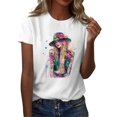 thumbnail image 1 of NAMTYQX Graphic Tees for Women Crewneck Print Casual Gemustertes Lightweight Short Sleeve Plus Size Loose Fitting Cool Womens Hawaiian Shirt Pink Size M, 1 of 5