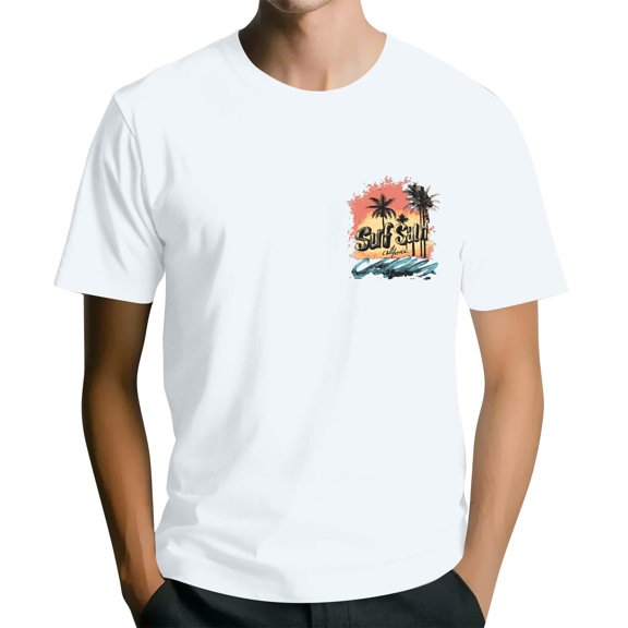 NAMTYQX Graphic Tees for Men Plus Size Short Sleeved Crew Neck Lounges Cosy Patterns Soft Light Casual Baggy Mens Shirts White Size L