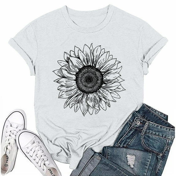 NAMTYQX Graphic Tees for Women Fullprint Boxy Fit Casual Stretch Patterned Cool Short Sleeve Plus Size Crew-Neck Womens Summer Tops Black Size XL