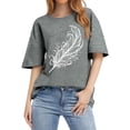 thumbnail image 1 of NAMTYQX Graphic Tees for Women Graphic Fashion Stretchy Crew Neck Soft Print Loose Fitting Short Sleeve Plus Size Womens Tops Gray Size L, 1 of 5