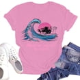 thumbnail image 1 of NAMTYQX Graphic Tees for Women Soft Patterned Round Neck Short Sleeve Baggy Hawaii mit Print Light Oversized Plus Size Blouses for Women Pink Size XL, 1 of 5